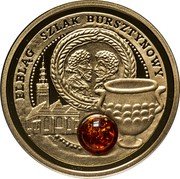 Niue 5 Dollars Amber Route. Elblag 2009 Proof KM# 349 ELBLĄG SZLAK BURSZTYNOWY coin reverse