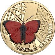 Niue Five Dollars Scarce Copper Butterfly 2010 Proof KM# 430 LYCAENA VIRGAUREAE coin reverse Niue Five Dollars Scarce Copper Butterfly 2010 Proof KM# 430 LYCAENA VIRGAUREAE coin reverse