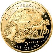 Niue 5 Dollars Amber Route 2011 Proof KM# 689 SZLAK BURSZTYNOWY ELIZABETH II 2011 5 DOLLARS AU 999.9 NIUE ISLAND coin obverse Niue 5 Dollars Amber Route 2011 Proof KM# 689 SZLAK BURSZTYNOWY ELIZABETH II 2011 5 DOLLARS AU 999.9 NIUE ISLAND coin obverse