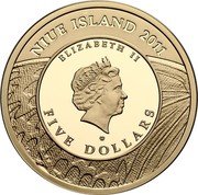 Niue Five Dollars Apollo Butterfly 2011 Proof KM# 941 NIUE ISLAND 2011 ELIZABETH II FIVE DOLLARS coin obverse Niue Five Dollars Apollo Butterfly 2011 Proof KM# 941 NIUE ISLAND 2011 ELIZABETH II FIVE DOLLARS coin obverse