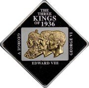 Niue 5 Dollars The Three Kings of 1936 2011 Proof KM# 513 THE THREE KINGS OF 1936 GEORGE V GEORGE VI EDWARD VIII coin reverse Niue 5 Dollars The Three Kings of 1936 2011 Proof KM# 513 THE THREE KINGS OF 1936 GEORGE V GEORGE VI EDWARD VIII coin reverse