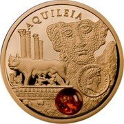 Niue 5 Dollars Amber Route. Aquileia 2012 Proof KM# 844 AQUILEIA coin reverse