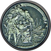 Niue Five Dollars Journeys of Discovery. Christopher Columbus 2015 KM# 1314 CHRISTOPHER COLUMBUS 2 OZ 999 FINE SILVER coin reverse