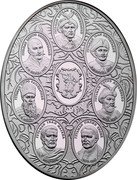Niue 50 Dollars Great Ukrainian Hetmans 2012 Proof KM# 791 ГЕТЬМАН БОГДАН ХМЕЛЬНИЦЬКИЙ 1595-1657 ГЕТЬМАН ІВАН ВІГОВСКИЙ Р. Н. НЕВІД.-1664 ГЕТЬМАН ПЕТРО ДОРОШЕНКО 1627-1698 ГЕТЬМАН ПИЛИП ОРЛИК 1672-1742 ГЕТЬМАН ІВАН МAЗЕПА 1639-1709 ГЕТЬМАН ПЕТРО САГАЙДАЧНИЙ Р. Н. НЕВІД.-1622 ГЕТЬМАН ДМИТРО ВИШНЕВЕЦЬКИЙ Р. Н. НЕВІД.-1563 ВИДАТНІ ГЕТЬМАНИ УКРАЇНИ coin reverse Niue 50 Dollars Great Ukrainian Hetmans 2012 Proof KM# 791 ГЕТЬМАН БОГДАН ХМЕЛЬНИЦЬКИЙ 1595-1657 ГЕТЬМАН ІВАН ВІГОВСКИЙ Р. Н. НЕВІД.-1664 ГЕТЬМАН ПЕТРО ДОРОШЕНКО 1627-1698 ГЕТЬМАН ПИЛИП ОРЛИК 1672-1742 ГЕТЬМАН ІВАН МAЗЕПА 1639-1709 ГЕТЬМАН ПЕТРО САГАЙДАЧНИЙ Р. Н. НЕВІД.-1622 ГЕТЬМАН ДМИТРО ВИШНЕВЕЦЬКИЙ Р. Н. НЕВІД.-1563 ВИДАТНІ ГЕТЬМАНИ УКРАЇНИ coin reverse