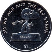 Niue 1 Dollar Snoopy. Red Baron 2001 KM# 123 FLYING ACE AND THE RED BARON SNOOPY 1$ coin reverse Niue 1 Dollar Snoopy. Red Baron 2001 KM# 123 FLYING ACE AND THE RED BARON SNOOPY 1$ coin reverse