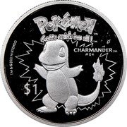 Niue 1 Dollar Charmander 2001 Proof KM# 132 $1 CHARMANDER TM GOTTA CATH'EM ALL TM POKÉMON TM TM&©2001 NINTENDO coin reverse Niue 1 Dollar Charmander 2001 Proof KM# 132 $1 CHARMANDER TM GOTTA CATH'EM ALL TM POKÉMON TM TM&©2001 NINTENDO coin reverse
