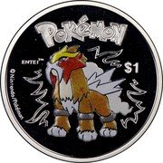 Niue 1 Dollar Entei 2002 PM KM# 161 POKÉMON ENTEI TM $1 © NINTENDO/POKÉMON coin reverse Niue 1 Dollar Entei 2002 PM KM# 161 POKÉMON ENTEI TM $1 © NINTENDO/POKÉMON coin reverse