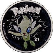 Niue 1 Dollar Celebi 2002 PM KM# 166 POKÉMON CELEBI TM $1 © NINTENDO/POKÉMON coin reverse