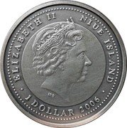 Niue 1 Dollar Year of the Pig 2006 KM# 331 ELIZABETH II NIUE ISLAND IRB 1 DOLLAR 2006 coin obverse