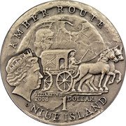 Niue Dollar Amber Road - Kaliningrad 2008 Antique, finish KM# 204 AMBER ROUTE ELIZABETH II 2008 1 DOLLAR MW NIUE ISLAND coin obverse Niue Dollar Amber Road - Kaliningrad 2008 Antique, finish KM# 204 AMBER ROUTE ELIZABETH II 2008 1 DOLLAR MW NIUE ISLAND coin obverse