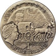 Niue Dollar Amber Route. Gdansk 2008 Antique, finish KM# 202 AMBER ROUTE 1 DOLLAR ELIZABETH II 2008 NIUE ISLAND coin obverse Niue Dollar Amber Route. Gdansk 2008 Antique, finish KM# 202 AMBER ROUTE 1 DOLLAR ELIZABETH II 2008 NIUE ISLAND coin obverse