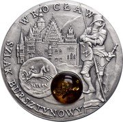 Niue 1 Dollar Amber Route. Wroclaw 2008 Antique, finish KM# 203 WROCŁAW SZLAK BURSZTYNOWY coin reverse Niue 1 Dollar Amber Route. Wroclaw 2008 Antique, finish KM# 203 WROCŁAW SZLAK BURSZTYNOWY coin reverse