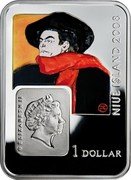 Niue Dollar Henri de Toulouse-Lautrec 2008 Proof KM# 211 1 DOLLAR NIUE ISLAND 2008 ELIZABETH II coin obverse Niue Dollar Henri de Toulouse-Lautrec 2008 Proof KM# 211 1 DOLLAR NIUE ISLAND 2008 ELIZABETH II coin obverse