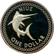 Niue One Dollar Swordfish 2009 KM# 197 NIUE ONE DOLLAR coin reverse