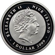 Niue 1 Dollar Father Frost and Snow Maiden 2009 Proof KM# 551 ELIZABETH II NIUE ISLAND IRB 1 DOLLAR 2009 coin obverse
