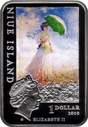 Niue 1 Dollar Claude Monet 2010 Proof KM# 241 NIUE ISLAND 1 DOLLAR 2010 ELIZABETH II coin obverse Niue 1 Dollar Claude Monet 2010 Proof KM# 241 NIUE ISLAND 1 DOLLAR 2010 ELIZABETH II coin obverse
