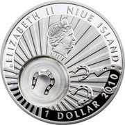 Niue Dollar Good Luck. Horseshoe 2010 Proof KM# 407 ELIZABETH II NIUE ISLAND 1 DOLLAR 2010 coin obverse Niue Dollar Good Luck. Horseshoe 2010 Proof KM# 407 ELIZABETH II NIUE ISLAND 1 DOLLAR 2010 coin obverse