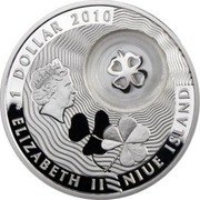 Niue 1 Dollar Four-Leaf Clover 2010 Proof KM# 426 1 DOLLAR 2010 ELIZABETH II NIUE ISLAND coin obverse Niue 1 Dollar Four-Leaf Clover 2010 Proof KM# 426 1 DOLLAR 2010 ELIZABETH II NIUE ISLAND coin obverse