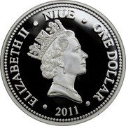 Niue Dollar R2-D2 2011 KM# 658 ELIZABETH II NIUE ONE DOLLAR RDM 2011 coin obverse