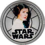 Niue One Dollar Princess Leia 2011 KM# 655 ©2011 LUCASFILM LTD. & TM PRINCESS LEIA TM STAR WARS TM coin reverse