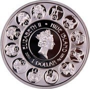 Niue 1 Dollar Aquarius 2011 Proof KM# 505 ELIZABETH II NIUE ISLAND 2010 1 DOLLAR AG 925 coin obverse Niue 1 Dollar Aquarius 2011 Proof KM# 505 ELIZABETH II NIUE ISLAND 2010 1 DOLLAR AG 925 coin obverse