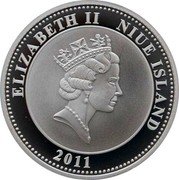 Niue One Dollar Diana. Wedding to Charles 2011 Proof KM# 516 ELIZABETH II NIUE ISLAND 2011 coin obverse