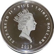 Niue Thirty Dollars Year of the Snake 2013 Proof KM# 869 ELIZABETH II THIRTY DOLLARS coin obverse Niue Thirty Dollars Year of the Snake 2013 Proof KM# 869 ELIZABETH II THIRTY DOLLARS coin obverse