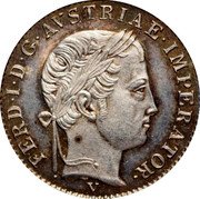 Italy 1/2 Lira Ferdinand I 1838 V C# 16.2 FERD I D G AVSTRIAE IMPERATOR coin obverse