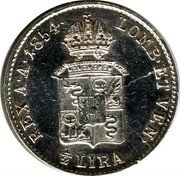 Italy 1/2 Lira Franz Joseph I 1854 C# 36 LOMB ET VEN REX A A 1854 1/2 LIRA coin reverse Italy 1/2 Lira Franz Joseph I 1854 C# 36 LOMB ET VEN REX A A 1854 1/2 LIRA coin reverse