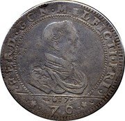 Italy 1/2 Scudo (70 Soldi; 3 Lire) Ferrante II 1617 KM# 33 FERD GON MELFICTI PRI 1617 70 coin obverse Italy 1/2 Scudo (70 Soldi; 3 Lire) Ferrante II 1617 KM# 33 FERD GON MELFICTI PRI 1617 70 coin obverse
