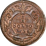 Italy 1/2 Soldo (Mezzo Soldo) Carlo VI 1736 KM# 6 1/2 SOLDO 1736 coin reverse Italy 1/2 Soldo (Mezzo Soldo) Carlo VI 1736 KM# 6 1/2 SOLDO 1736 coin reverse