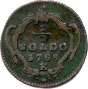 Italy 1/2 Soldo (Mezzo Soldo) Guiseppe II 1788 K KM# 26 1/2 SOLDO 1788 K coin reverse Italy 1/2 Soldo (Mezzo Soldo) Guiseppe II 1788 K KM# 26 1/2 SOLDO 1788 K coin reverse