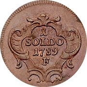 Italy 1/2 Soldo (Mezzo Soldo) Guiseppe II 1789 F KM# 22 1/2 SOLDO 1789 F coin reverse Italy 1/2 Soldo (Mezzo Soldo) Guiseppe II 1789 F KM# 22 1/2 SOLDO 1789 F coin reverse