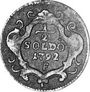 Italy 1/2 Soldo (Mezzo Soldo) Francesco II 1792 F KM# 34 1/2 SOLDO 1792 F coin reverse Italy 1/2 Soldo (Mezzo Soldo) Francesco II 1792 F KM# 34 1/2 SOLDO 1792 F coin reverse