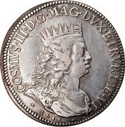 Italy 1/2 Tollero Cosimo III 1683 KM# 26 COSMVS III D G MAG DVX ETRVRIAE VI 1683 coin obverse Italy 1/2 Tollero Cosimo III 1683 KM# 26 COSMVS III D G MAG DVX ETRVRIAE VI 1683 coin obverse