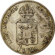 Italy 1/4 Lira Francesco II 1823 M C# 4.2 LOMB ET VEN REX A A 1825 1/4 LIRA coin reverse Italy 1/4 Lira Francesco II 1823 M C# 4.2 LOMB ET VEN REX A A 1825 1/4 LIRA coin reverse