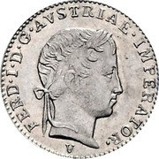 Italy 1/4 Lira Ferdinand I 1837 V C# 15.2 FERD I D G AVSTRIAE IMPERATOR V coin obverse