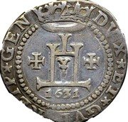 Italy 1/4 Scudo (Conrad II) KM# 29 DVX ET GVB REIP GEN 1631 coin obverse Italy 1/4 Scudo (Conrad II) KM# 29 DVX ET GVB REIP GEN 1631 coin obverse