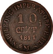 Italy 10 Centesimi Napoleon I 1811 M C# 4 NAPOLEONE IMPERATORE ERE 10 CENT 1813 M coin reverse Italy 10 Centesimi Napoleon I 1811 M C# 4 NAPOLEONE IMPERATORE ERE 10 CENT 1813 M coin reverse