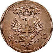Italy 10 Soldi Ignazio Di Carraglio 1746 KM# 1 S DI 10 coin obverse Italy 10 Soldi Ignazio Di Carraglio 1746 KM# 1 S DI 10 coin obverse