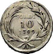 Italy 10 Soldo Ligurian Republic Coinage 1799 II KM# 261 SOLDI 10 1799 coin reverse Italy 10 Soldo Ligurian Republic Coinage 1799 II KM# 261 SOLDI 10 1799 coin reverse