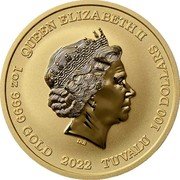 Tuvalu 100 Dollars (Aphrodite) QUEEN ELIZABETH II IRB 1 OZ 9999 GOLD 2022 TUVALU 100 DOLLARS coin obverse Tuvalu 100 Dollars (Aphrodite) QUEEN ELIZABETH II IRB 1 OZ 9999 GOLD 2022 TUVALU 100 DOLLARS coin obverse