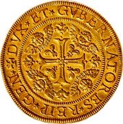 Italy 12-1/2 Doppie Madonna and Child. Genoa 1650 IBN KM# 86 DVX ET GVBERNATORES REIP GEN coin obverse Italy 12-1/2 Doppie Madonna and Child. Genoa 1650 IBN KM# 86 DVX ET GVBERNATORES REIP GEN coin obverse