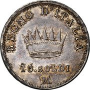 Italy 15 Soldi Napoleon I 1808 M C# 7 REGNO D´ITALIA 15. SOLDI M coin reverse Italy 15 Soldi Napoleon I 1808 M C# 7 REGNO D´ITALIA 15. SOLDI M coin reverse