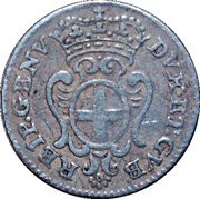 Italy 2 1/2 Soldo Genoa Coinage 1671 KM# 144 DVX ET GVB REIP GENV coin obverse Italy 2 1/2 Soldo Genoa Coinage 1671 KM# 144 DVX ET GVB REIP GENV coin obverse