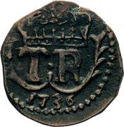 Italy 2 1/2 Soldo Teodoro I 1736 C# 1 T R 1736 coin obverse Italy 2 1/2 Soldo Teodoro I 1736 C# 1 T R 1736 coin obverse