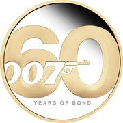 Tuvalu 2 Dollars James Bond 60 Years 2022 Proof 007 TM 60 YEARS OF BOND coin reverse Tuvalu 2 Dollars James Bond 60 Years 2022 Proof 007 TM 60 YEARS OF BOND coin reverse