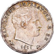 Italy 2 Lire Napoleon I 1811 V C# 9.3 NAPOLEONE IMPERATORE E RE 1813 V coin obverse