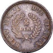 Italy 2 Lire Napoleone 1812 B C# 9.2 REGNO DELLE DUE SICILIE 2 LIRE coin reverse
