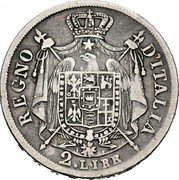 Italy 2 Lire Napoleon I 1812 M C# 9.1 REGNO D'ITALIA 2 LIRE coin reverse Italy 2 Lire Napoleon I 1812 M C# 9.1 REGNO D'ITALIA 2 LIRE coin reverse